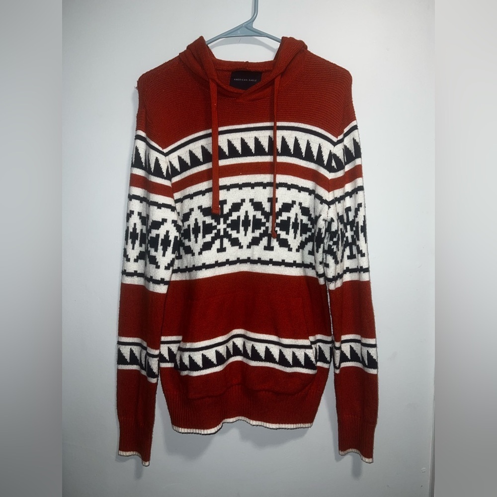 American Eagle Outfitters orange and White Patterned Sweater
